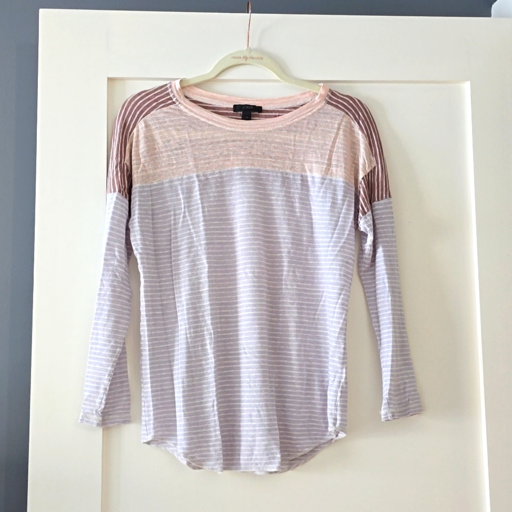 J. Crew Striped Colorblock Linen Top Size Medium